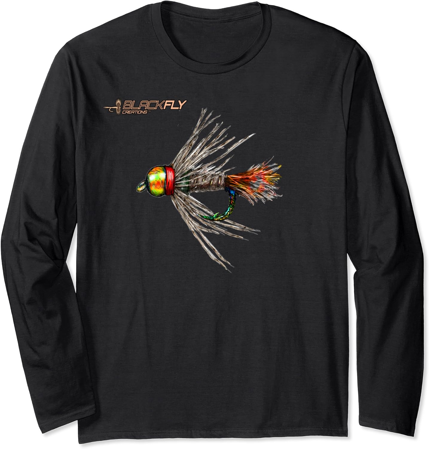 Fly Fishing Fly Tying Shirts Black Fly Hackle Caddis Nymph Long Sleeve